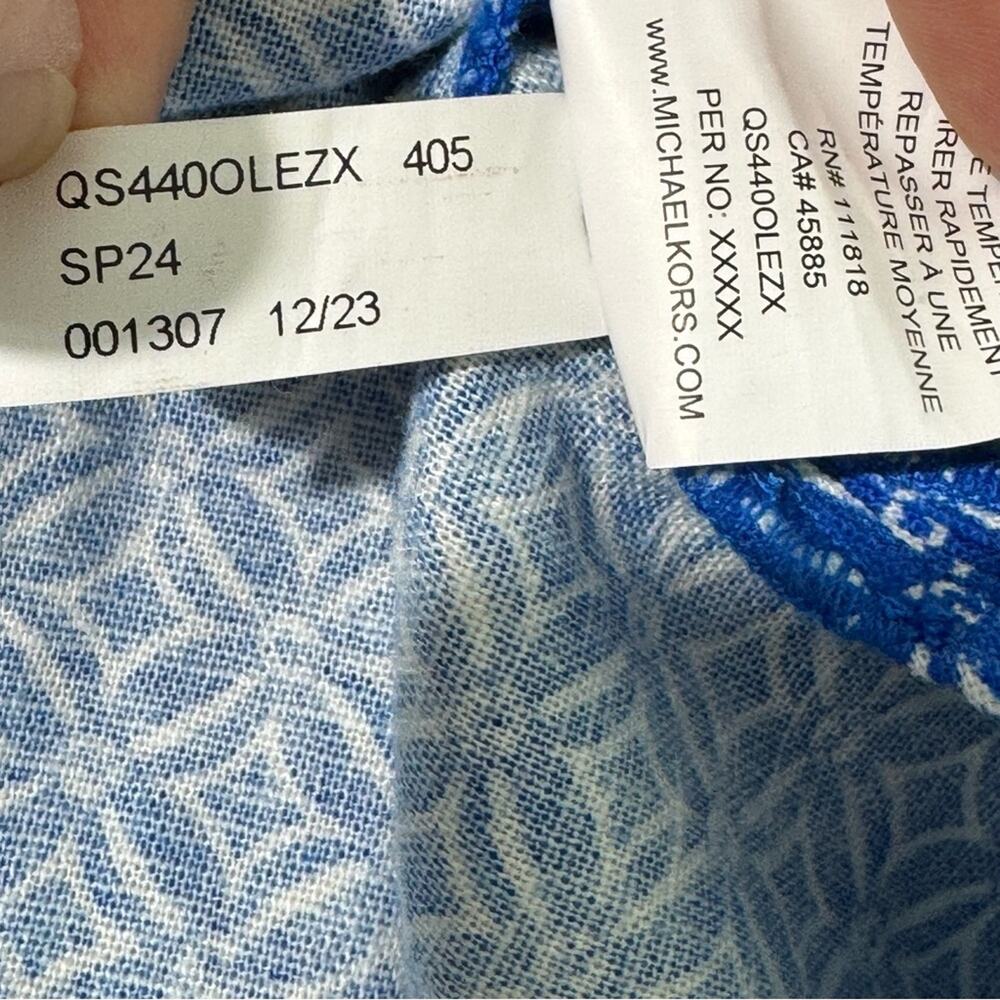 Mk Michael Kors Blue Monogram Patterned Linen Sid… - image 6